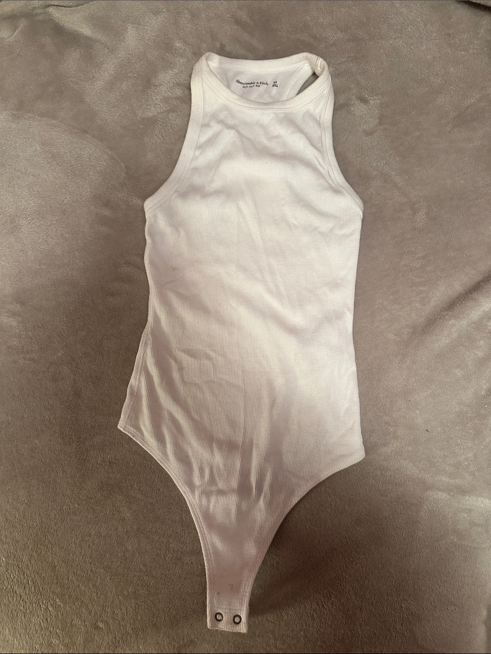 White Ribbed Tank Bodysuit - Abercrombie & Fitch